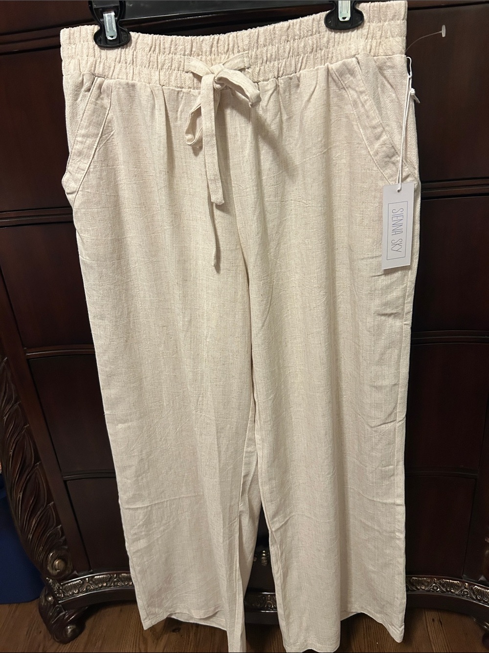 Sienna Sky Cream Drawstring Wide-Leg Pants